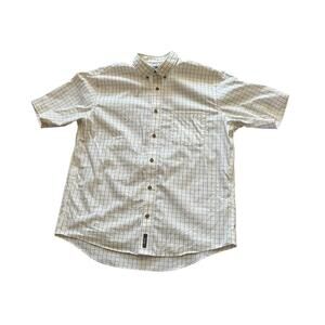 Cabelas Mens Large Button Down Shirt Plaid Outdoor Short Sleeve Collar READ NOTE